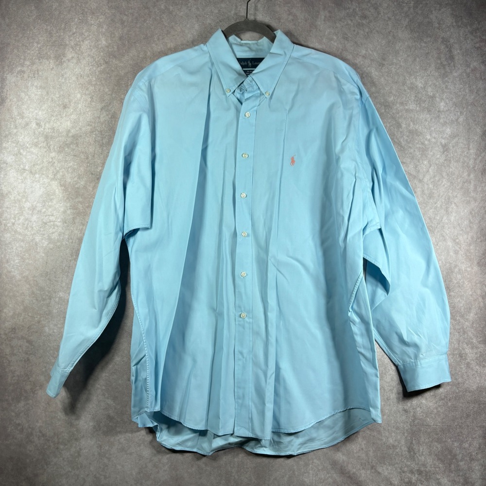 Ralph Lauren Button Down Shirt Mens Size XXL Light Blue Blake Two-Ply Cotton LS